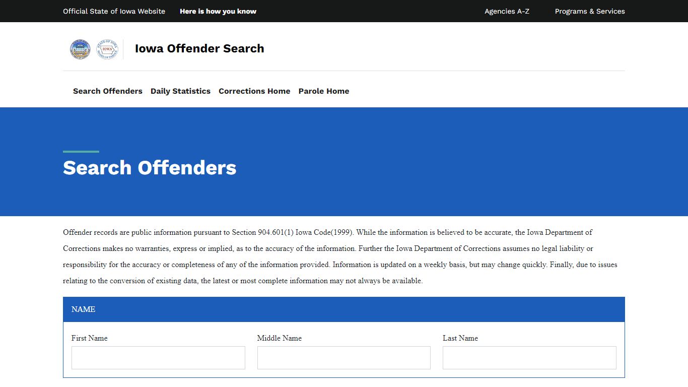 Search Offender - DOC Offender